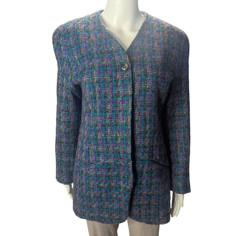 90s Y2K The Limited Blazer Womens Tweed Button-UP Sz M Academia Preppy Office